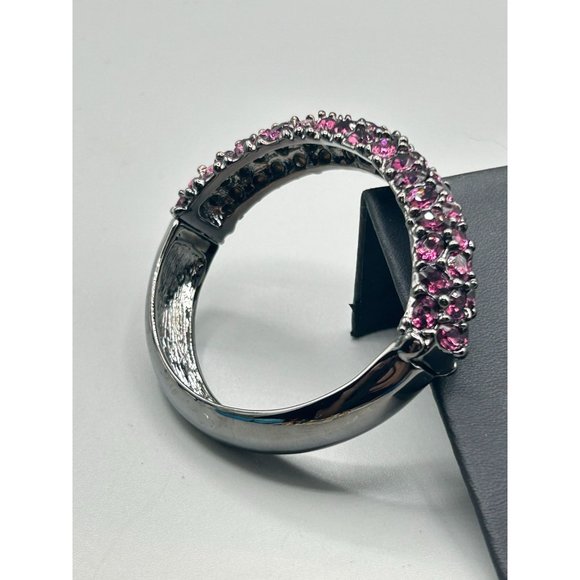KJL Bangle Bracelet Hot Pink Fuchsia Crystals Clamper Bracelet Kenneth Jay Lane - Picture 4 of 9
